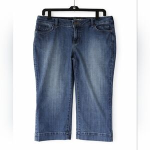 Hillard & Hanson Womens Capri Jeans Blue Denim Size 10 Cropped Flare Leg‎